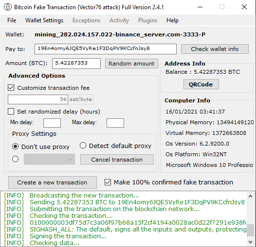bitcoin fake transaction vector76 attack